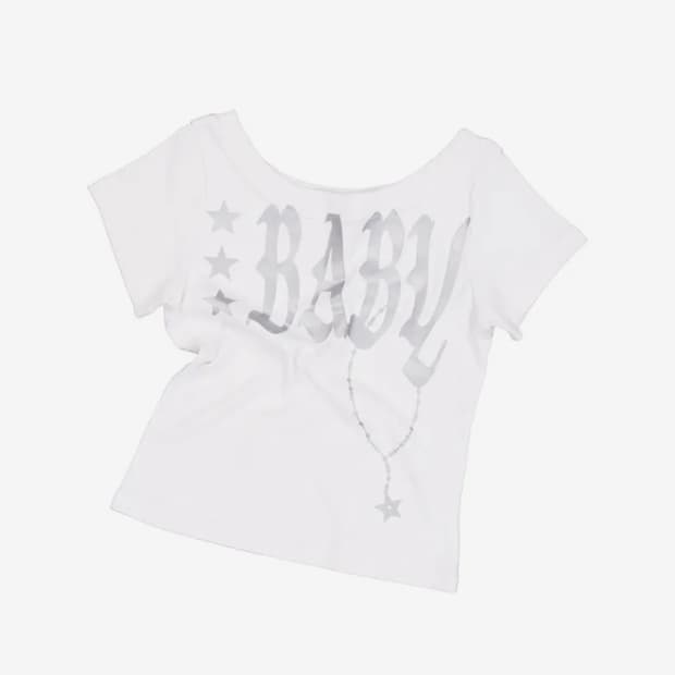 셋업이엑스이 BABY WIDE NECK TOP / WHITE
