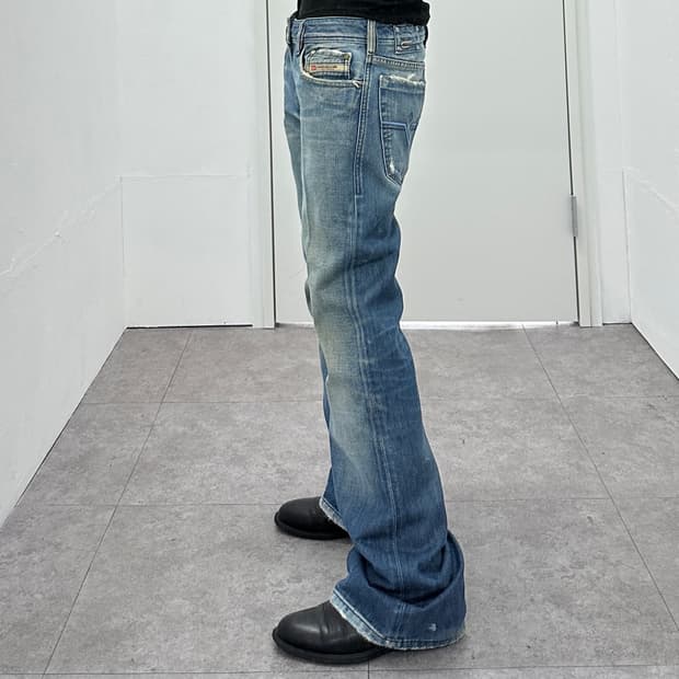 Diesel Distressed Indigo Bootcut Denim