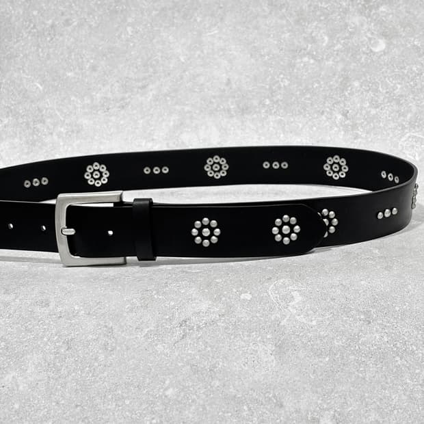 Oribell 데이지 플라워 스터드 이탈리아 소가죽 웨스턴 벨트