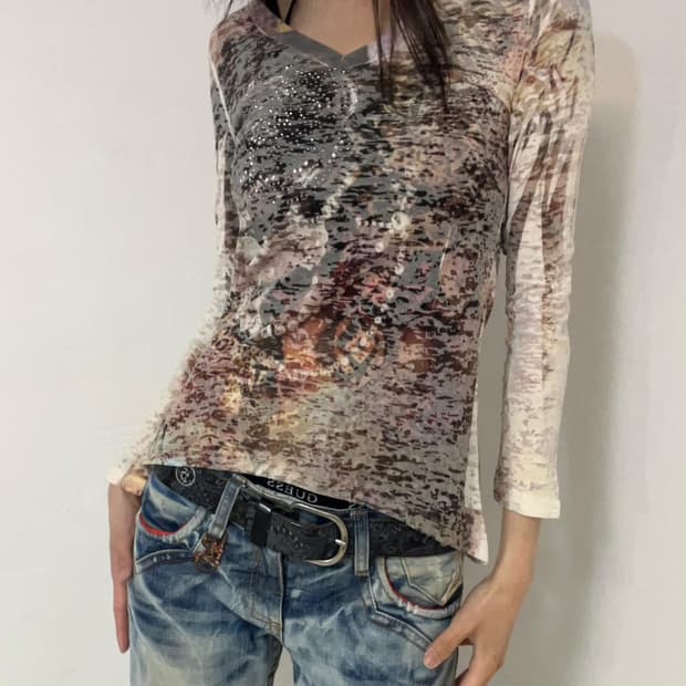 00‘s Grunge Cubic Art Print Long Sleeve