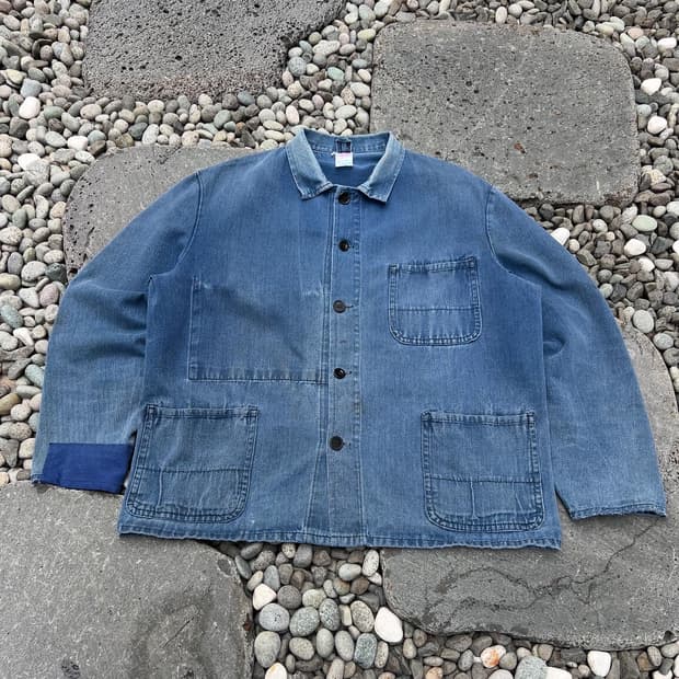 OLD FADED PATCHWORK HBT 헤링본트윌코튼 프렌치워크자켓
