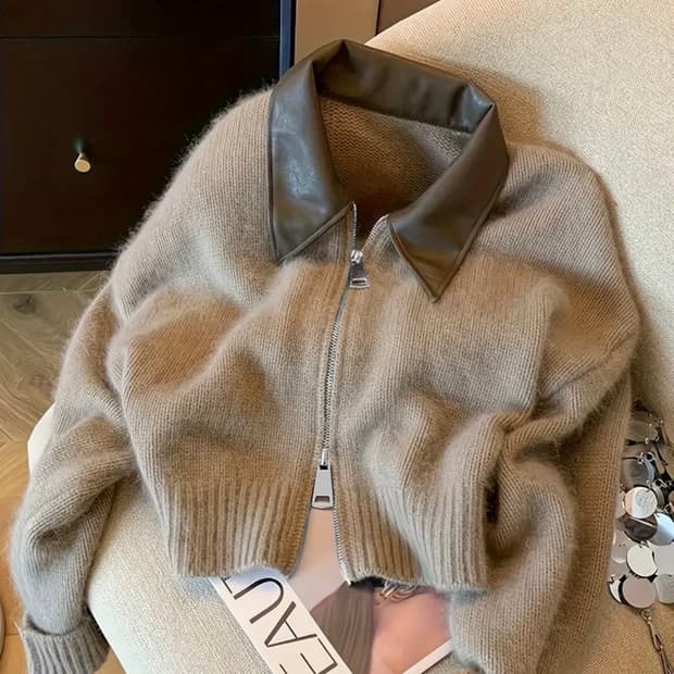 여성용 빈티지 숏 카디건 스웨터