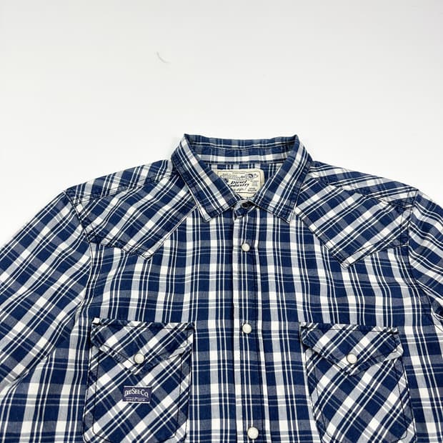 디젤 클래식 투 포켓 타탄 체크셔츠 (L)