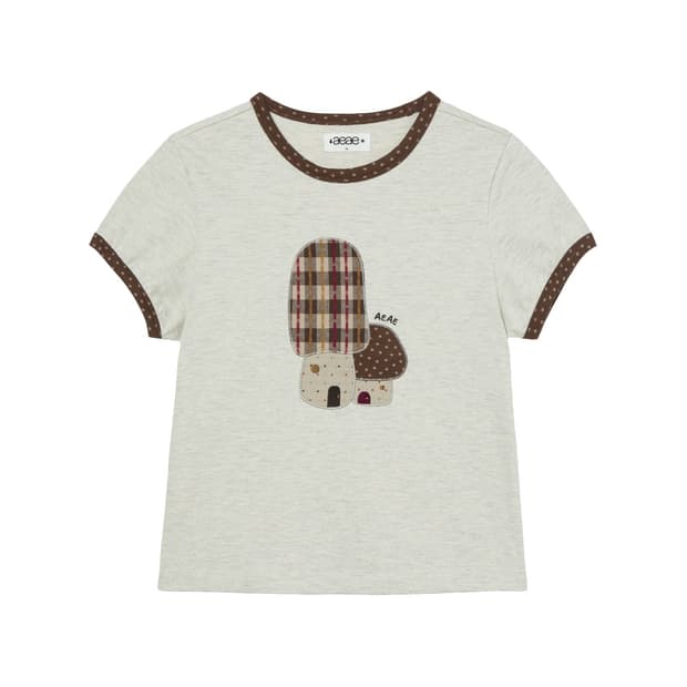 Aeae MUSHROOM APPLIQUE TEE [OATMEAL]