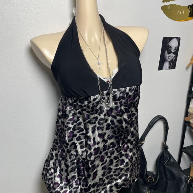 오네갸루 호피 홀터넥 원피스