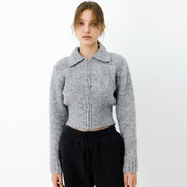 르(le) 투웨이 플러피 집업 니트가디건 55-66 새상품