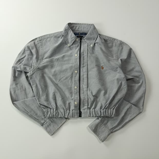 CK397 FREE 폴로 더스티 차콜그레이 크롭 셔츠 자켓
