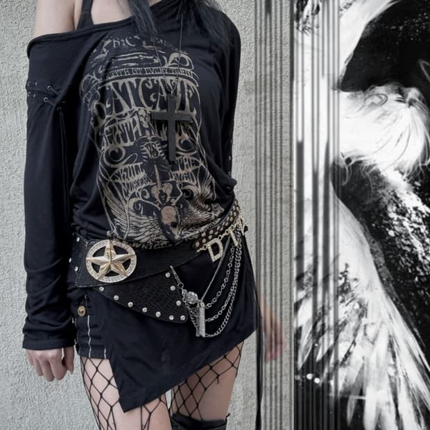 셀비지 셔링드레이프 로프디테일 롱슬리브