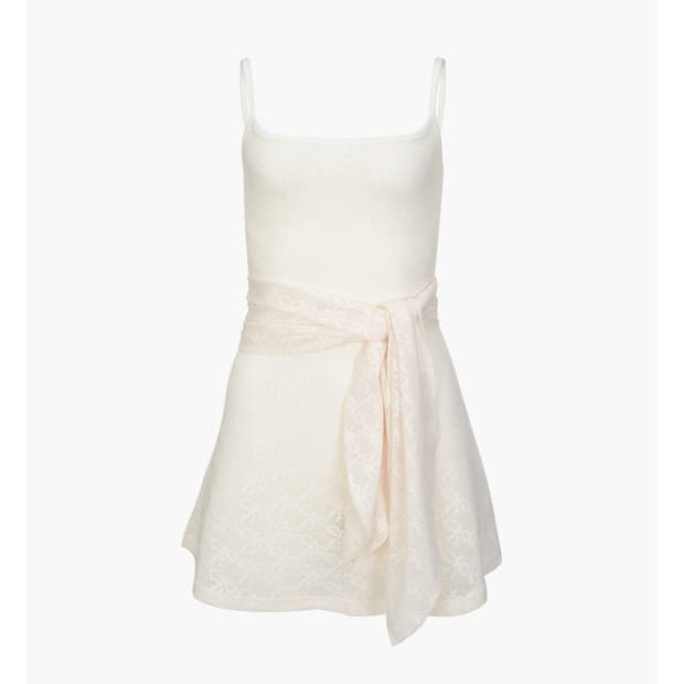 이너뮤지엄 Ribbon Sheer Scarf mini dress (크림)