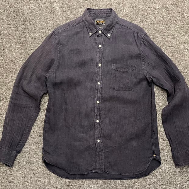 [100] 빔즈플러스 네이비 린넨셔츠 L 