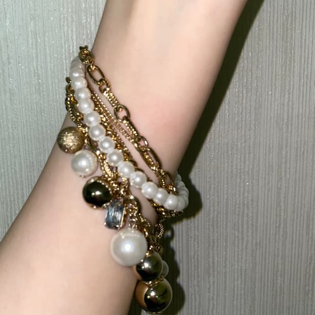 리즈리사 골드 진주 팔찌/빈티지 갸루 페어리 그런지 오리엔탈 히메 오네