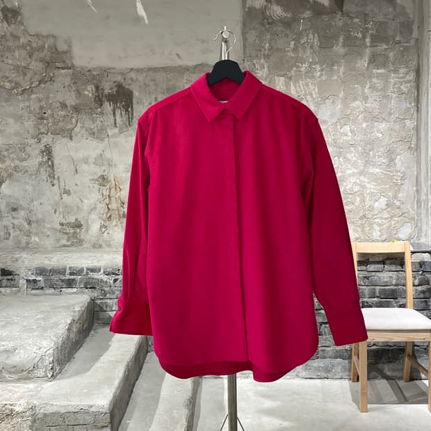 코스 핫 핑크 블렌드 오버사이즈 코듀로이 셔츠