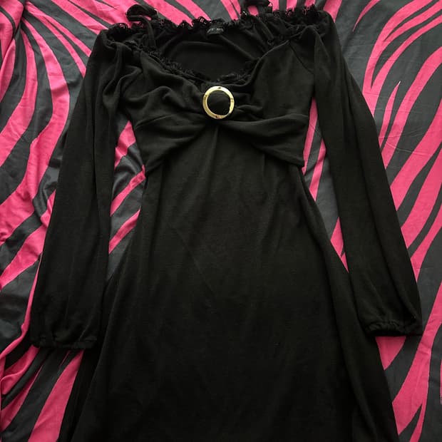 일본 빈티지 오네갸루 금장 오프숄더 원피스