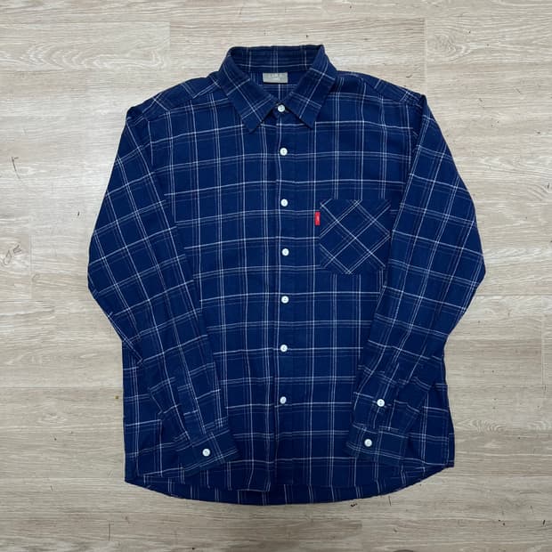 I AM A AMI 아미 레드탭 체크 플란넬 셔츠 [네이비] L/100