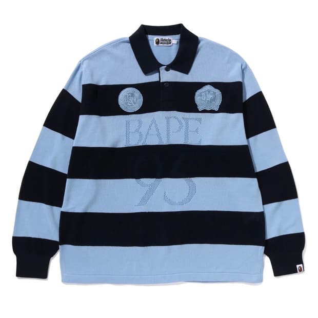 베이프 자카드 멀티로고 스트라이프 니트 L