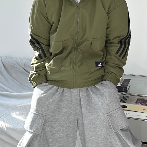 아디다스 FI 우븐 카키 바람막이 M