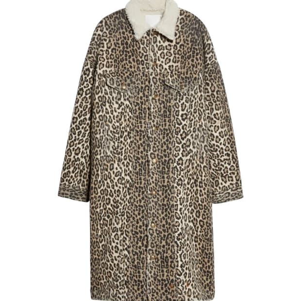 R13 알썰틴 21FW 레오파드 퍼 코트