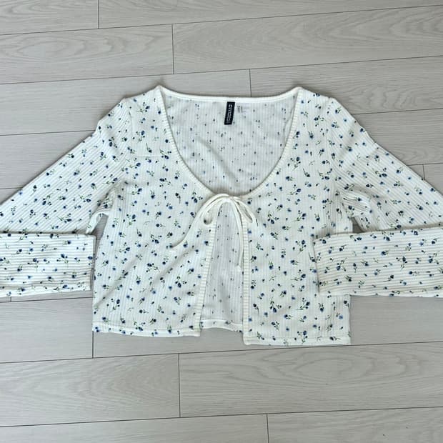 h&m 꽃무늬 플로럴 리본 가디건