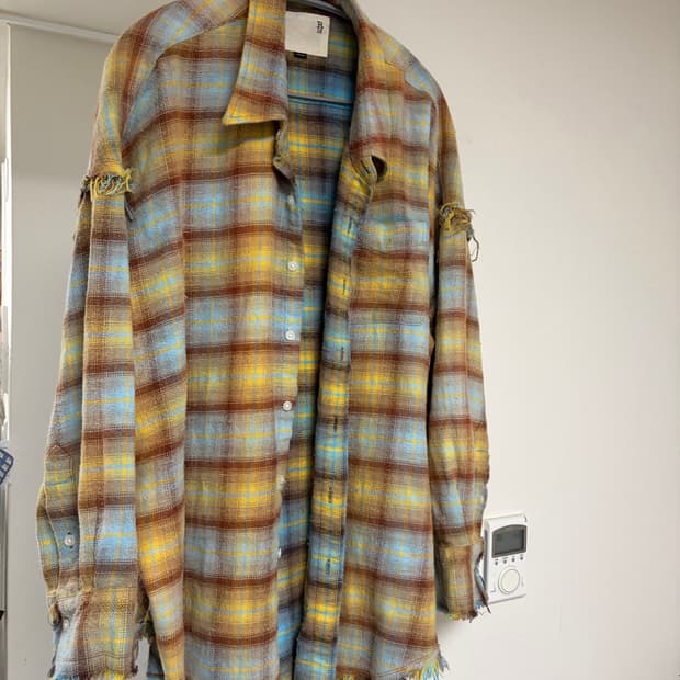 R13 슈레드 심 드랍 넥 셔츠 m