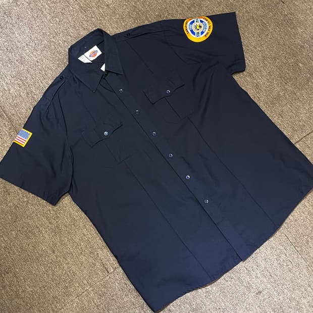 Dickies 디키즈 반팔 워크 셔츠 패치 네이비