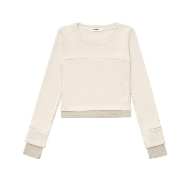 포니즈 LAYERED BUTTON T (IVORY) 미세키서울 코이세이오
