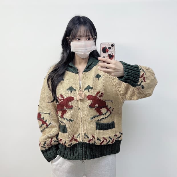 Kanata 카나타 복각 노르딕 코위찬 니트집업