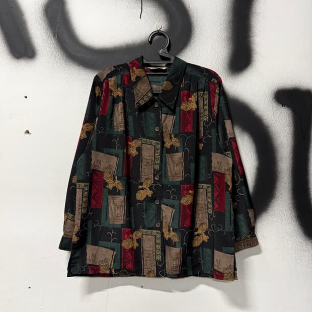 VTG 빈티지 바로크 멀티 패턴 핀턱 긴팔 셔츠