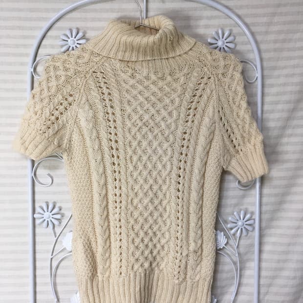 빈티지 아이보리 목폴라 니트 y2k 스트릿 갸루 펑키 일본빈티지679