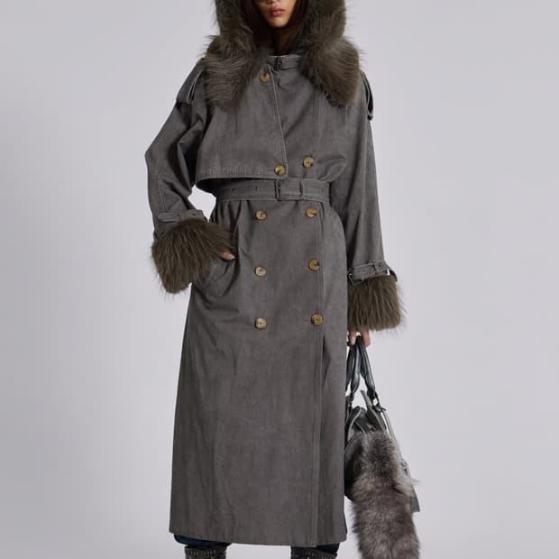 Jaded london Vania Faux Fur Trench Coat