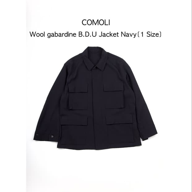 COMOLI 울 개버딘 B.D.U 재킷 네이비