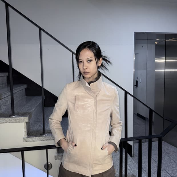 washed real leather jacket