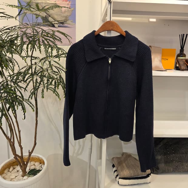 38컴온커먼  카라 집업 가디건