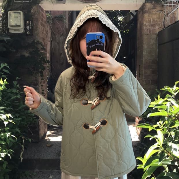 지브리 감성 레이스 모리걸 누빔 자켓 