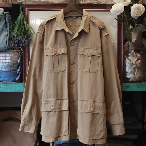 90s 폴로 랄프로렌 사파리 자켓 벨티드 자켓 바이커 xl