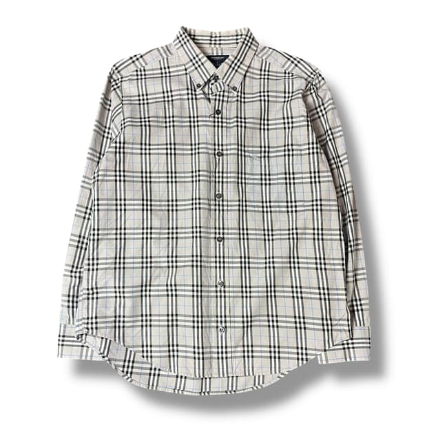 버버리 런던 미니로고 그레이 노바 체크 셔츠 L