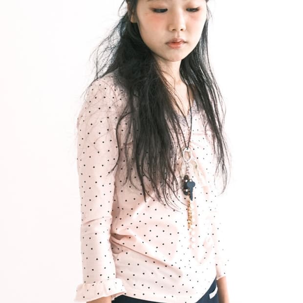 샵페어리 미니 하트 레이스 핑크 탑