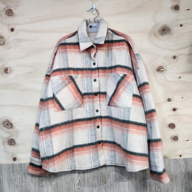 177) 여성 누빔안감 체크 박시자켓