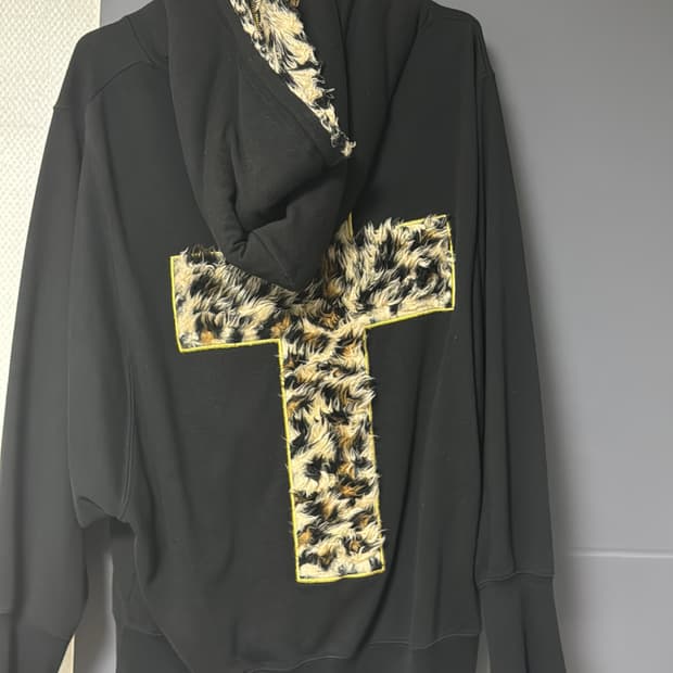 펑크 크로스 레오파드 후드집업