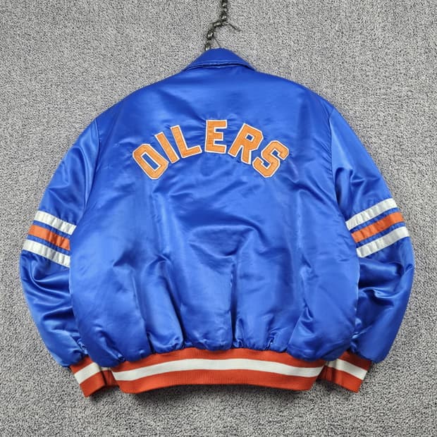 90's NHL 에드먼턴 오일러스 새틴 패디드 자켓 (L) / 10043