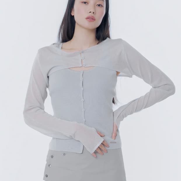 미세키서울 ayered bolero knit top GREY