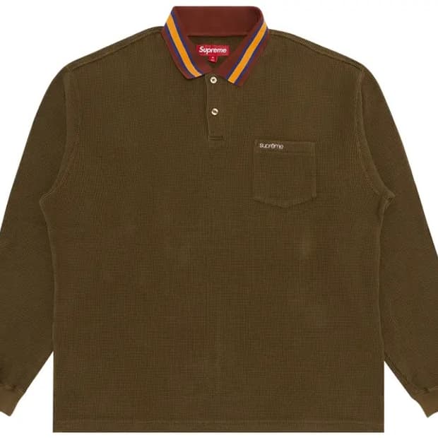 슈프림 써멀 롱슬리브 폴로 올리브 (S)