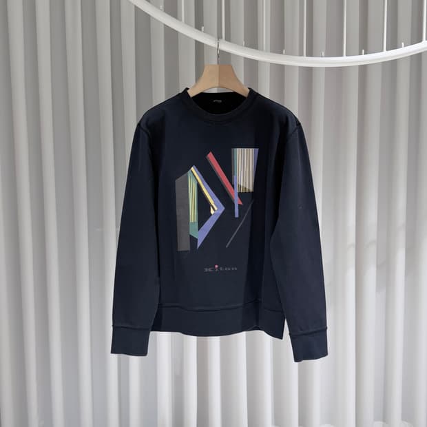 (A+/XL) / 키톤 제오메트릭 프린트 블랙 맨투맨