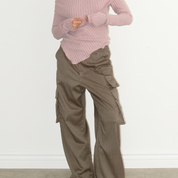 폴리수엠 헤링본 카고팬츠 카키브라운