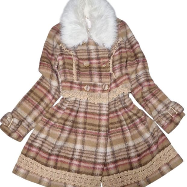 리즈리사 핀터깔 대대장 고전 체크 코트 라떼갸루 모리걸