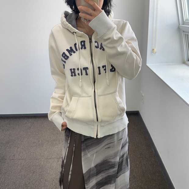 Abercrombie 아베크롬비 아치로고 아이보리 후드집업 