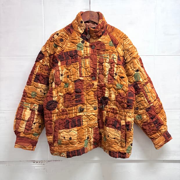 에스닉 괴짜 패턴 빈티지 퀼팅 점퍼 