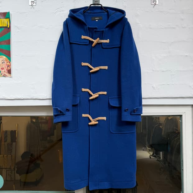 INED 블루 울 혼방 후드 더플코트 2