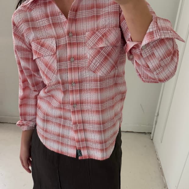 일본빈티지 체크 웨스턴 숏셔츠