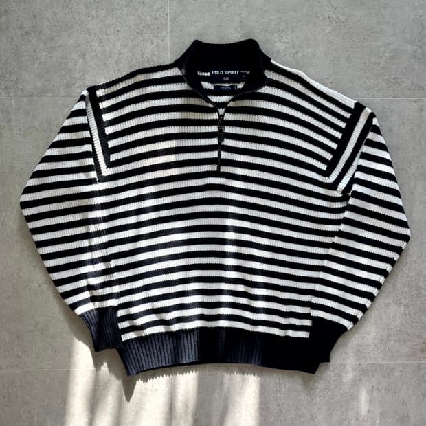 90's 폴로 스포츠 1/4 Zip-Up 풀오버 니트 L