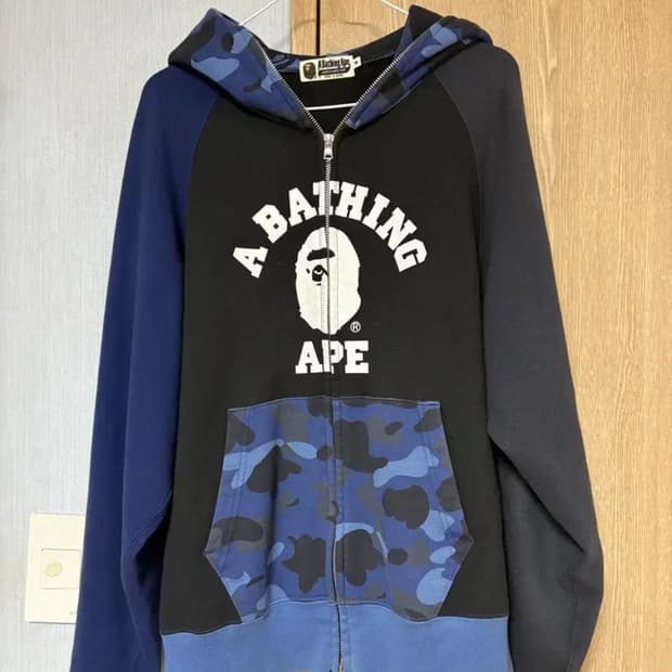 베이프 후드집업 컬러 카모 릴렉스드 핏 풀 집 후드 네이비 m